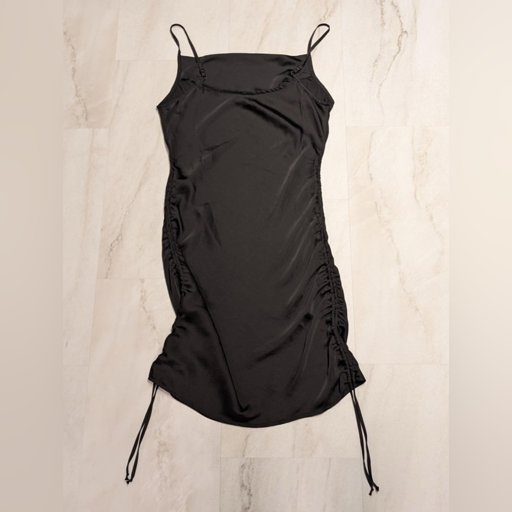 Express Black Satin Midi Slip Dress Sz L - Picture 2 of 3